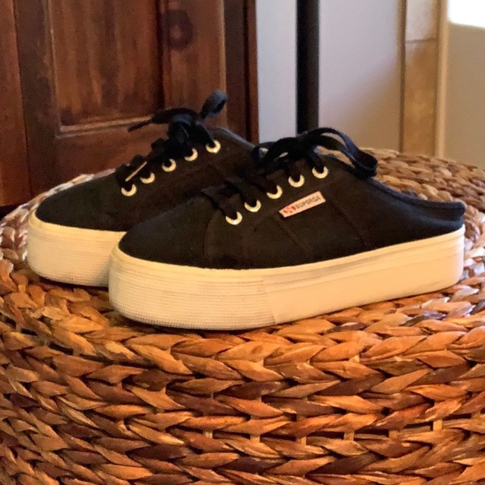 Superga slip on canvas platform sneakers